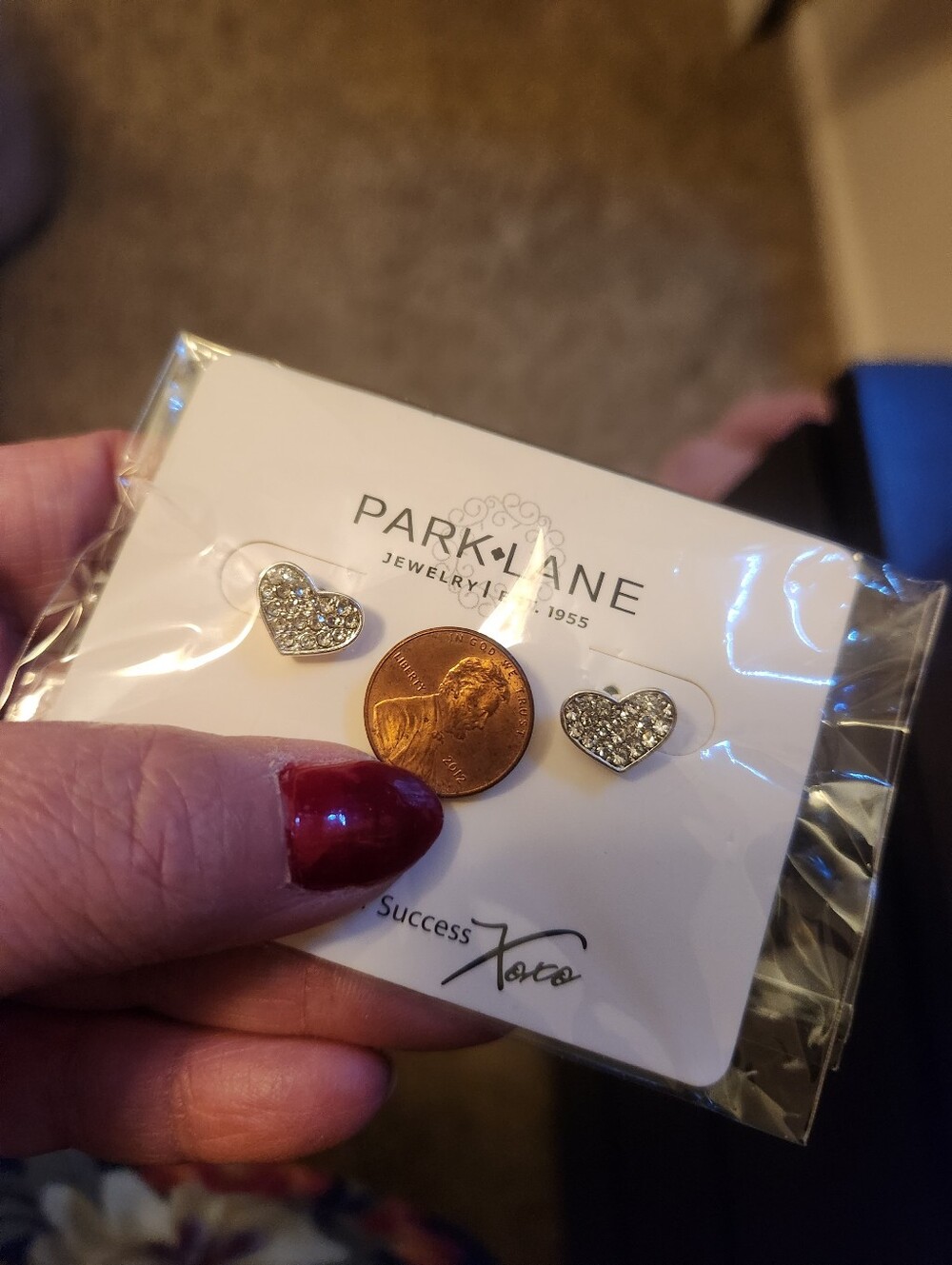 Park Lane Silver Heart Pave Crystal Stud Earrings